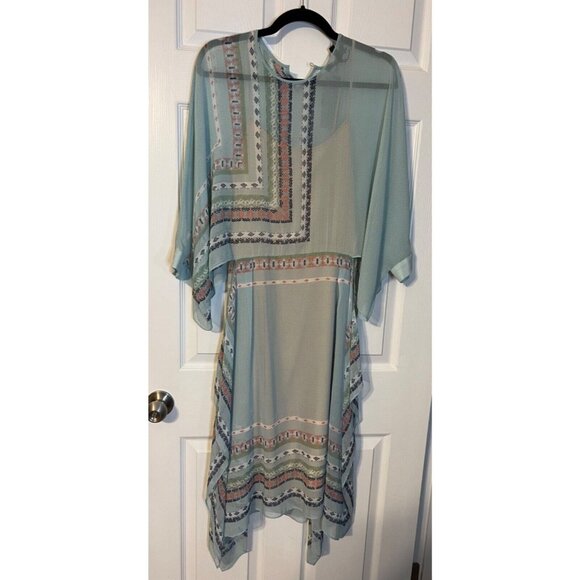 BCBGMAXAZRIA Jaelyn Dress XXS 0 2 Aqua Mist Sheer Flowy Fairy Romantic NWT $368 - Picture 4 of 8